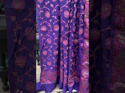 Purple Handloom Pure Chiffon Banarasi 3 pcs ladies suit