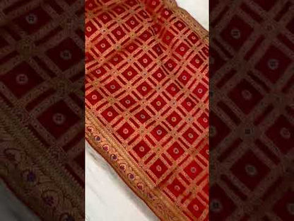 Red Banarasi Katan Soft Silk Handloom Saree