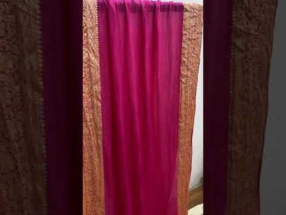 Raani Pink Pure Banarasi Khaddi Chiffon Georgette Handloom  Saree