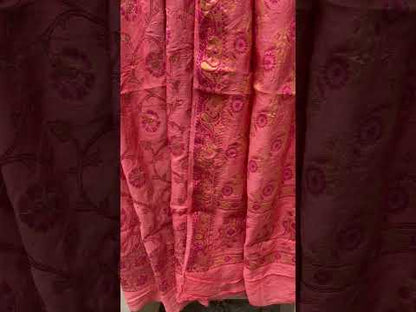 Peach Handloom Pure Chiffon Banarasi 3 pcs ladies suit