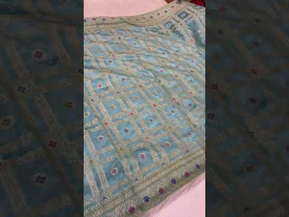 Electric Blue Banarasi Katan Soft Silk Handloom Saree