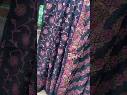 Black Handloom Pure Chiffon Banarasi 3 pcs ladies suit