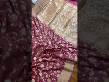 Onion Pink Pure Banarasi Katan Silk Handloom Saree