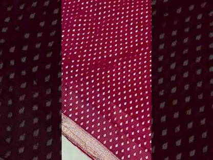 Pink Pure Banarasi Cotton Silk Handloom Saree With Blouse Piece