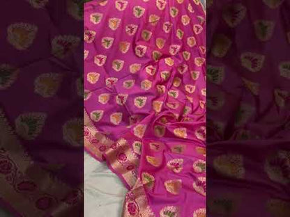 Pink Katan Soft Silk Handloom Banarasi Saree