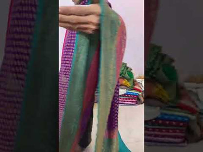 Matt Purple & Blue  Pure Banarasi Khaddi Georgette Handloom Saree