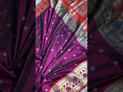 Purple Glory Pure Banarasi Katan Silk Handloom Saree- Kadhwa Paithani