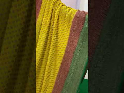 Yellow & Green  Pure Banarasi Khaddi Georgette Handloom Saree