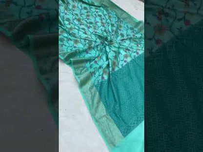 Handwoven Sea Green Banarasi Silk Sari