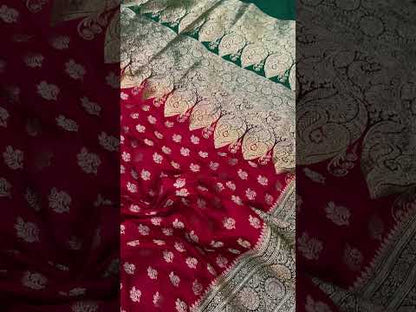 Red Handloom Pure Satin Silk Banarasi Saree