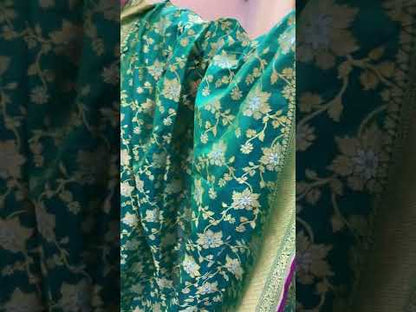 Sea Green Pure Banarasi Katan Silk Handloom Saree