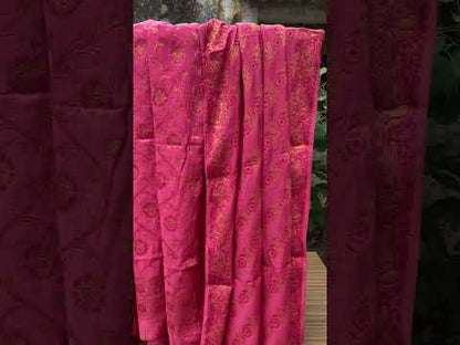 Pink Handloom Pure Chiffon Banarasi 3 pcs ladies suit