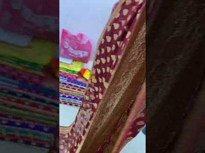 Deep Maroon Pure Banarasi Khaddi Georgette Handloom  Saree