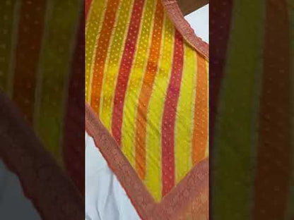 Yellow Pure Banarasi Khaddi Georgette Handloom  Saree - Rangkaat