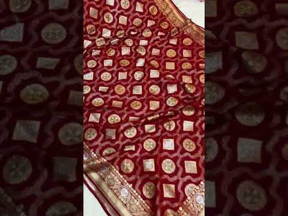 Red Pure Banarasi Katan Silk Handloom Saree