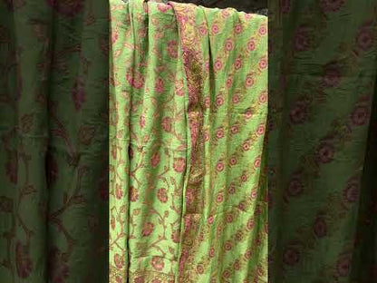 Green Handloom Pure Chiffon Banarasi 3 pcs ladies suit