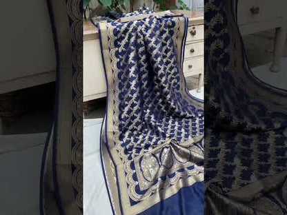 Handwoven Blue Banarasi Katan Silk Sari