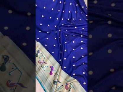 Royal Blue Pure Banarasi Katan Silk Handloom Saree- Paithani