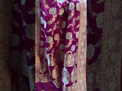 Magenta Pure Banarasi Katan Silk Handloom Saree