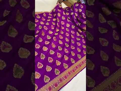 Purple  Banarasi Katan Soft Silk Handloom Saree