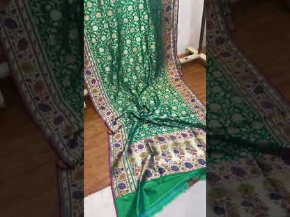 Green Pure Banarasi Katan Silk Handloom Kadhwa Paithani Saree