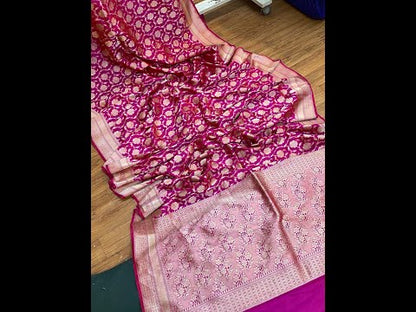 Rani Pink Pure Banarasi Katan Silk Handloom Saree