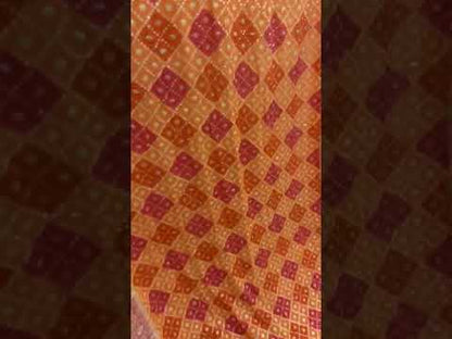 Orange Pure Banarasi Khaddi Georgette Handloom  Saree - Rangkaat