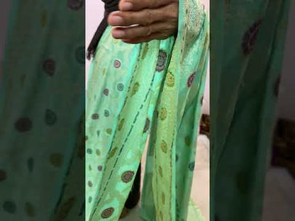 Sea Green Pure Banarasi Georgette Handloom SareeRK01K2