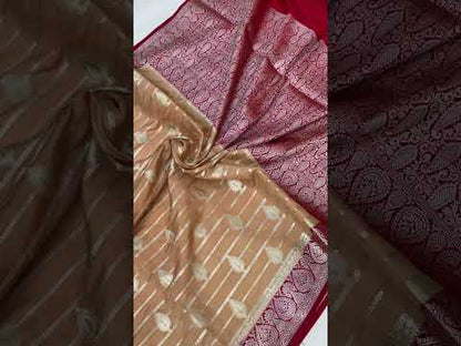 Creme Handloom Katan Soft Silk Banarasi Saree