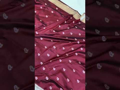 Wine Pure Banarasi Katan Silk Handloom Saree- Kadhwa Figures