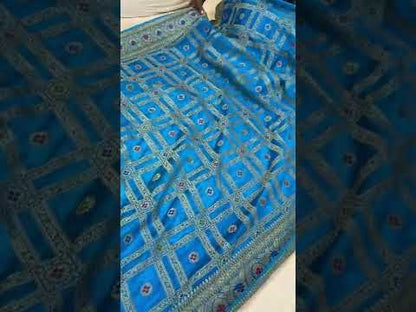 Blue Banarasi Katan Soft Silk Handloom Saree