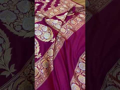 Rani Pink Pure Banarasi Katan Silk Handloom Saree