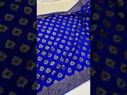 Royal Blue  Banarasi Katan Soft Silk Handloom Saree