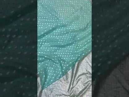 Sea Green Pure Banarasi Cotton Silk Handloom Saree With Blouse Piece