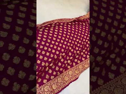 Pure Banarasi Georgette Khaddi handloom saree, buti (MSKB00)