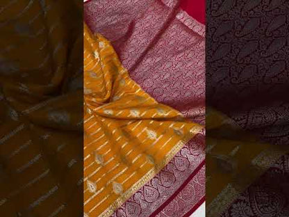 Yellow Handloom Katan Soft Silk Banarasi Saree