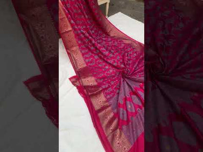 Handwoven Strawberry Pink Banarasi Silk Sari