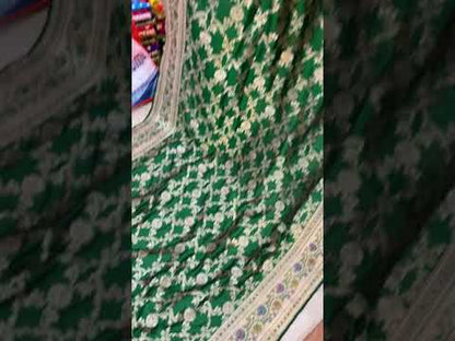 Bottle Green Pure Banarasi Katan Silk Handloom Kadhwa Paithani Saree