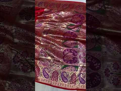 Rani Pink Pure Banarasi Katan Silk Handloom Saree- Kadhwa Paithani