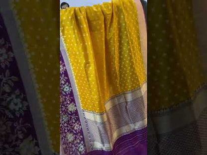 Yellow & Purple Pure Banarasi Katan Silk Handloom Saree