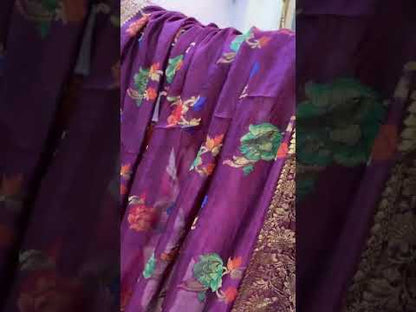 Wine Pure Banarasi Katan Silk Handloom Saree