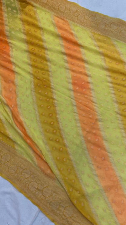 Lemon Pure Banarasi Khaddi Georgette Handloom Saree - Rangkaat by Shades Of Benares - banarasi - banarasi saree shop