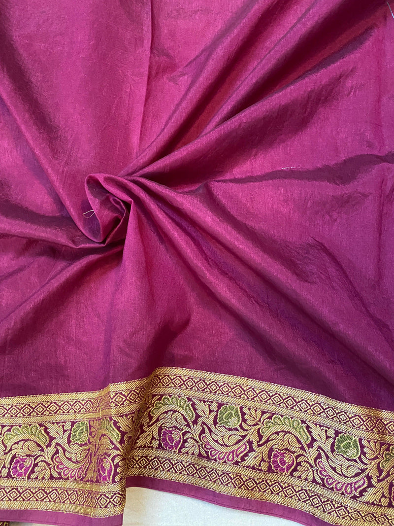 Magenta Banarasi Katan Soft Silk Handloom Saree by Shades Of Benares - banarasi - banarasi saree shop