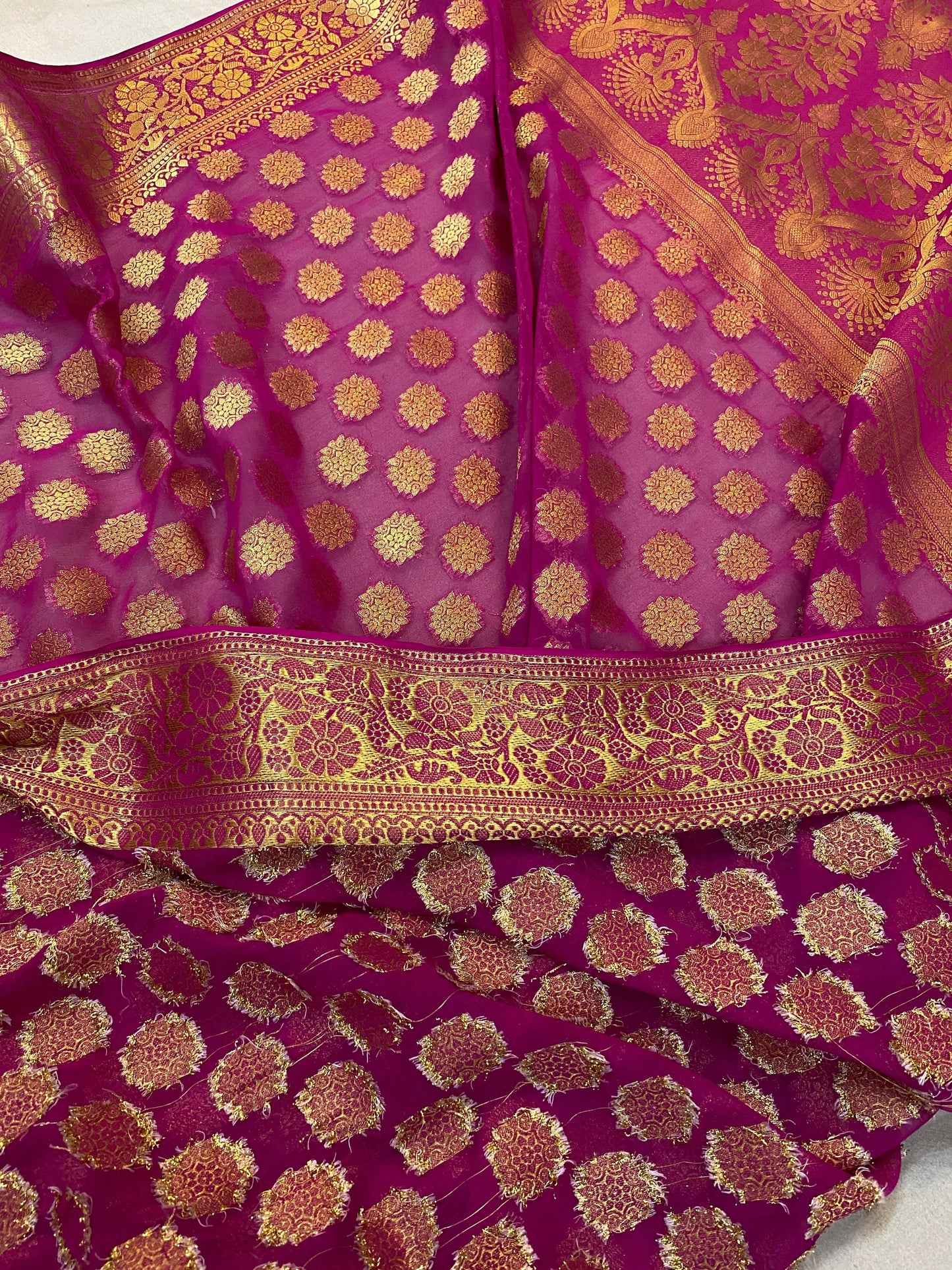 Magenta Pure Banarasi Georgette Handloom SareeRAK02A2 by Shades Of Benares - banarasi - banarasi saree shop