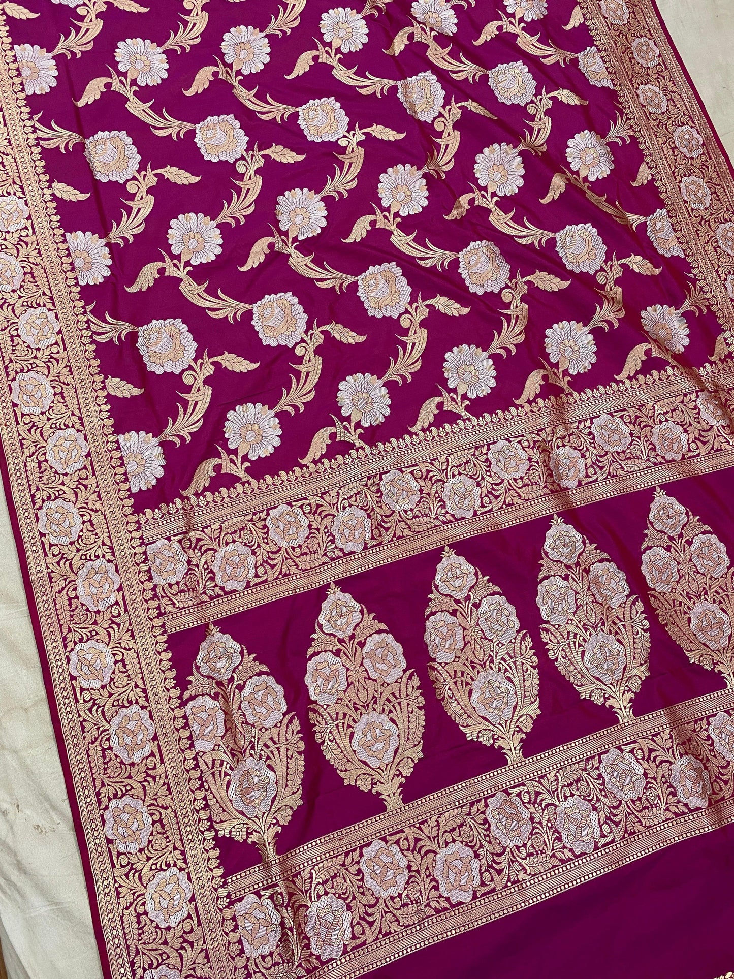 Magenta Pure Banarasi Katan Silk Handloom Saree by Shades Of Benares - banarasi - banarasi saree shop