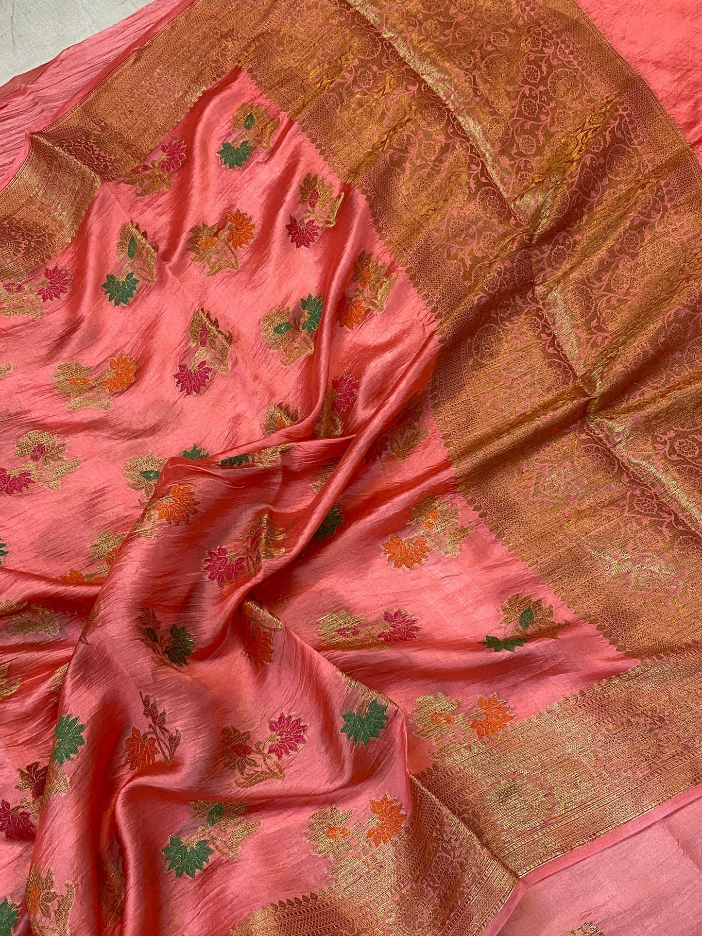 Matt Pink Pure Banarasi Katan Silk Handloom Saree by Shades Of Benares - banarasi - banarasi saree shop