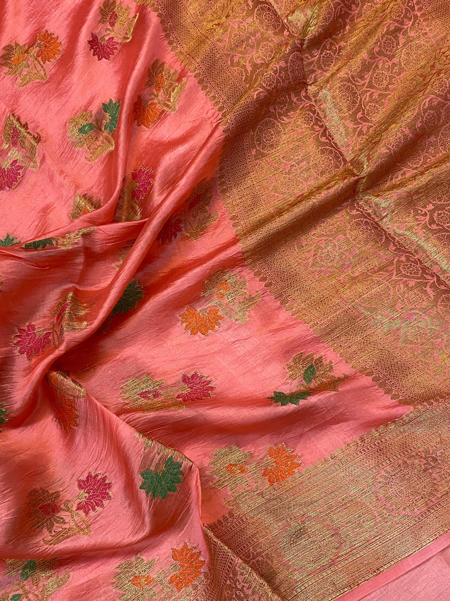 Matt Pink Pure Banarasi Katan Silk Handloom Saree by Shades Of Benares - banarasi - banarasi saree shop