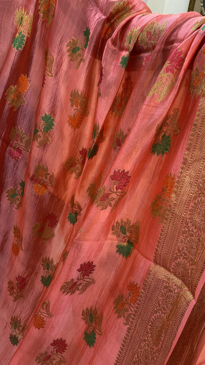 Matt Pink Pure Banarasi Katan Silk Handloom Saree by Shades Of Benares - banarasi - banarasi saree shop