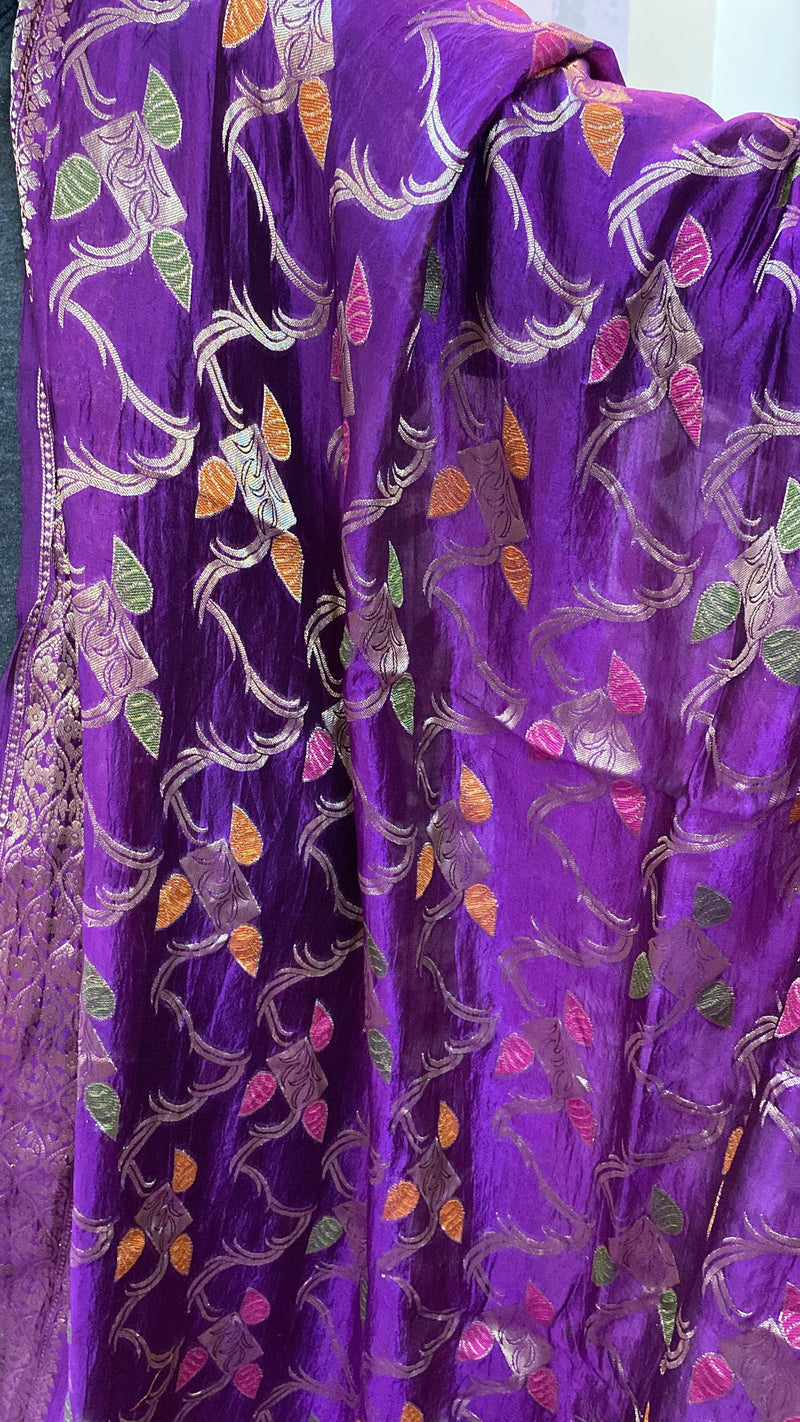 Matt Purple Pure Banarasi Katan Silk Handloom Saree - Shades Of Benares