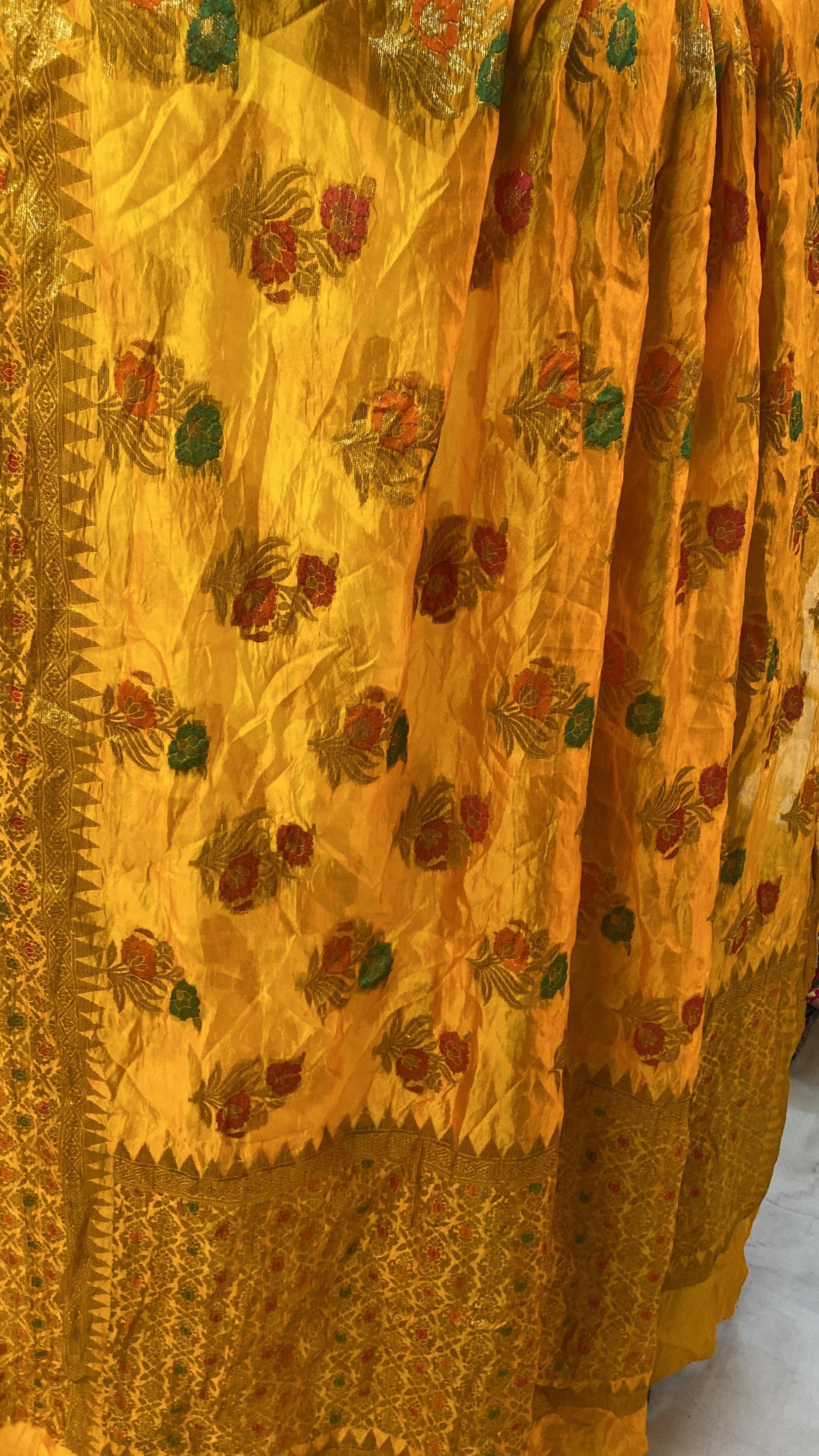 Matt Yellow Pure Banarasi Katan Silk Handloom Saree by Shades Of Benares - banarasi - banarasi saree shop